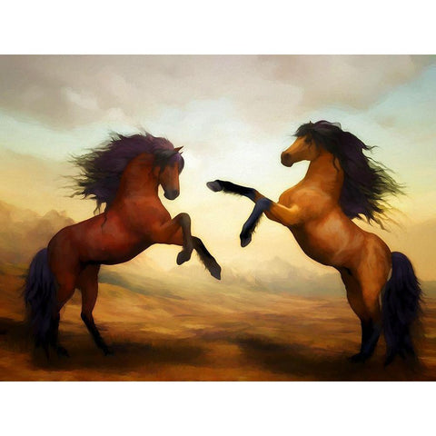 Horsing Around III Black Modern Wood Framed Art Print with Double Matting by Bolokofsky, Ronald