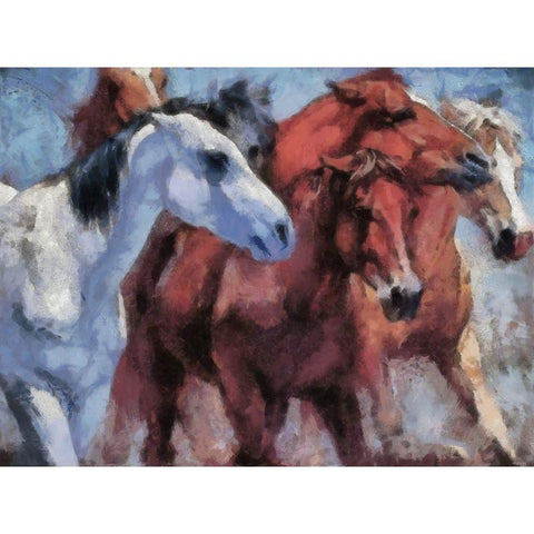 Small Herd White Modern Wood Framed Art Print by Bolokofsky, Ronald