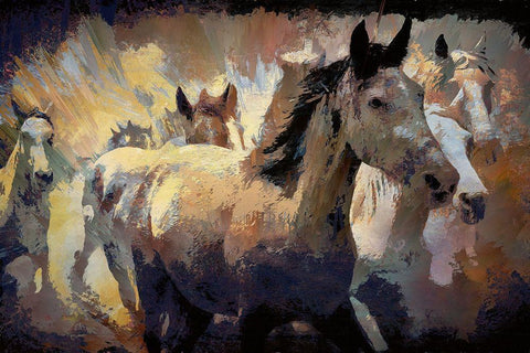 On the Run II Black Ornate Wood Framed Art Print with Double Matting by Bolokofsky, Ronald