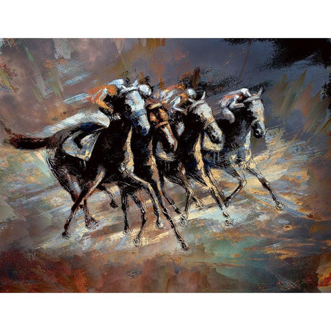 The Race White Modern Wood Framed Art Print by Bolokofsky, Ronald