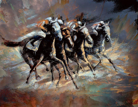 The Race White Modern Wood Framed Art Print with Double Matting by Bolokofsky, Ronald