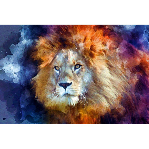 Watercolor Lion II White Modern Wood Framed Art Print by Bolokofsky, Ronald