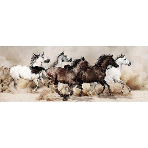 Wild Horses III White Modern Wood Framed Art Print by Bolokofsky, Ronald