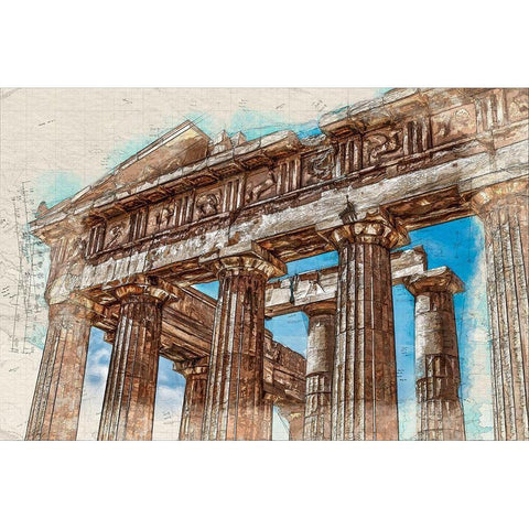 Acropolis I White Modern Wood Framed Art Print by Bolokofsky, Ronald