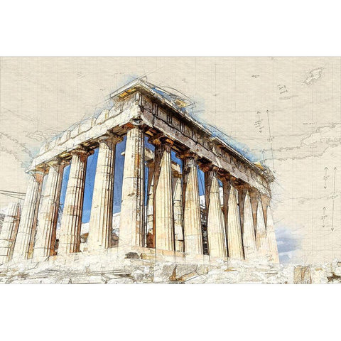 Acropolis IV White Modern Wood Framed Art Print by Bolokofsky, Ronald