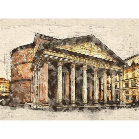 Ancient Pantheon I White Modern Wood Framed Art Print by Bolokofsky, Ronald