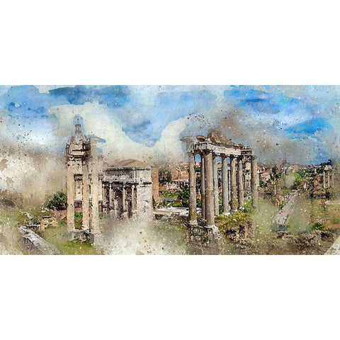 Ancient Rome II Black Modern Wood Framed Art Print with Double Matting by Bolokofsky, Ronald