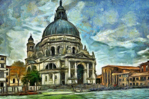 Santa Maria della Salute I White Modern Wood Framed Art Print with Double Matting by Bolokofsky, Ronald