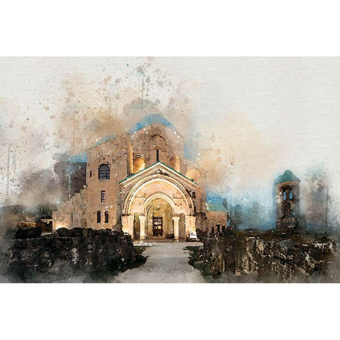 Bagrati Cathedral Black Modern Wood Framed Art Print with Double Matting by Bolokofsky, Ronald