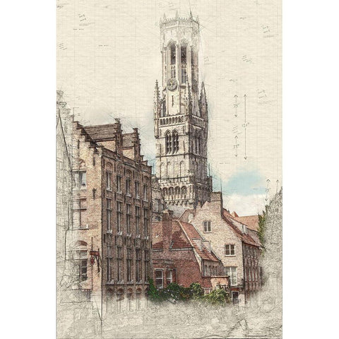 Belfry Tower White Modern Wood Framed Art Print by Bolokofsky, Ronald