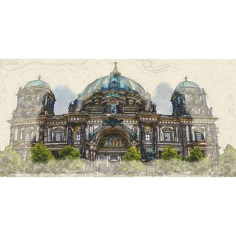 Berlin Cathdedral Gold Ornate Wood Framed Art Print with Double Matting by Bolokofsky, Ronald