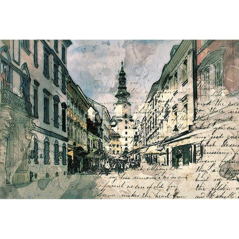 Bratislava  Black Modern Wood Framed Art Print with Double Matting by Bolokofsky, Ronald