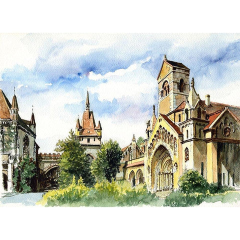 Budapest Castle III White Modern Wood Framed Art Print by Bolokofsky, Ronald