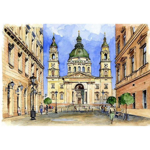 Budapest Chapel White Modern Wood Framed Art Print by Bolokofsky, Ronald