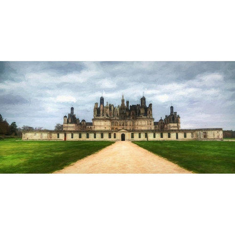 Chateau de Chambord Black Modern Wood Framed Art Print with Double Matting by Bolokofsky, Ronald