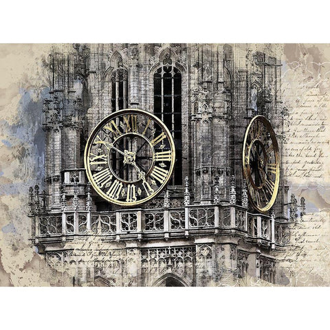 Clock Tower Gold Ornate Wood Framed Art Print with Double Matting by Bolokofsky, Ronald