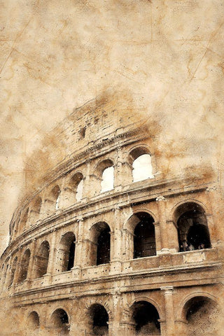 Colosseum I Black Ornate Wood Framed Art Print with Double Matting by Bolokofsky, Ronald