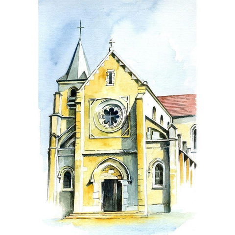 French Chapel White Modern Wood Framed Art Print by Bolokofsky, Ronald