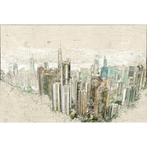 Hong Kong White Modern Wood Framed Art Print by Bolokofsky, Ronald