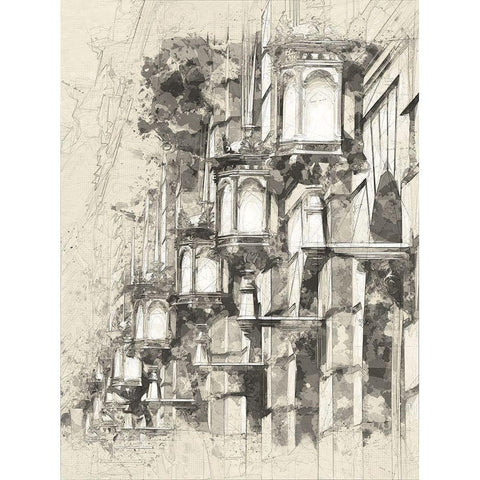 Las Ramblas Barcelona Black Modern Wood Framed Art Print with Double Matting by Bolokofsky, Ronald