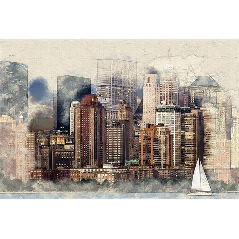 New York Architecture White Modern Wood Framed Art Print by Bolokofsky, Ronald