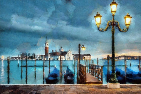 Afternoon in Venice III White Modern Wood Framed Art Print with Double Matting by Bolokofsky, Ronald