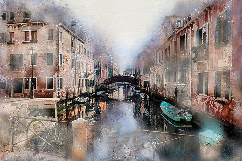 Afternoon in Venice I Black Ornate Wood Framed Art Print with Double Matting by Bolokofsky, Ronald