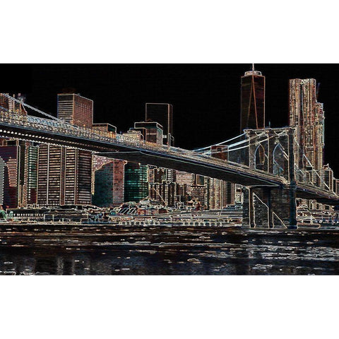 Brooklyn Bridge II White Modern Wood Framed Art Print by Bolokofsky, Ronald