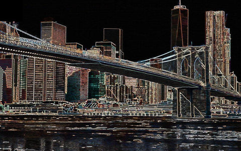 Brooklyn Bridge II Black Ornate Wood Framed Art Print with Double Matting by Bolokofsky, Ronald