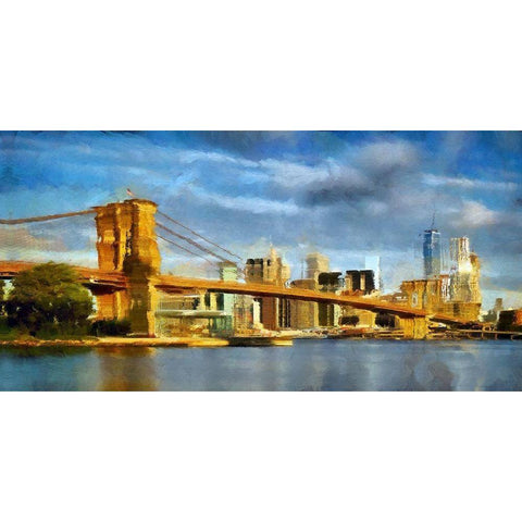 Brooklyn Bridge III Gold Ornate Wood Framed Art Print with Double Matting by Bolokofsky, Ronald