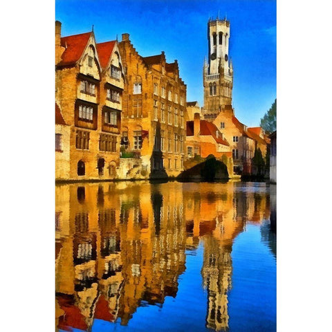 Brugges I Black Modern Wood Framed Art Print with Double Matting by Bolokofsky, Ronald