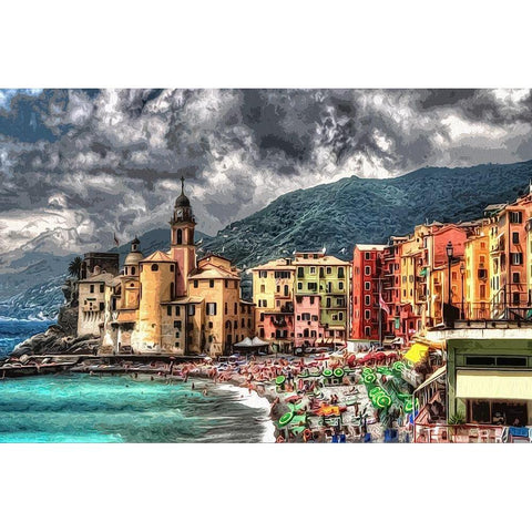 Camogli Black Modern Wood Framed Art Print with Double Matting by Bolokofsky, Ronald