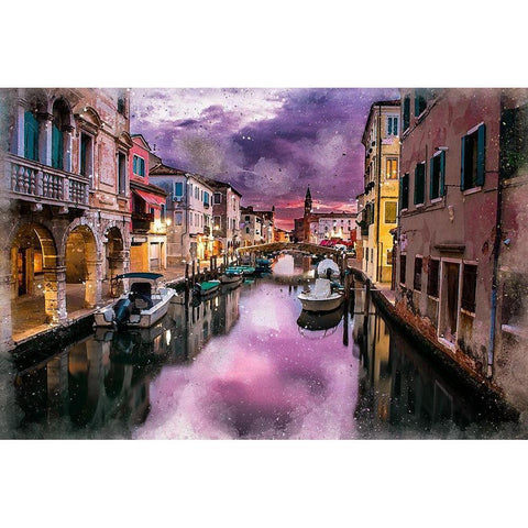 Canal Reflections Black Modern Wood Framed Art Print with Double Matting by Bolokofsky, Ronald