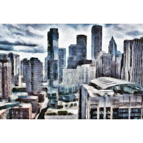 Chicago Buildings Black Modern Wood Framed Art Print with Double Matting by Bolokofsky, Ronald