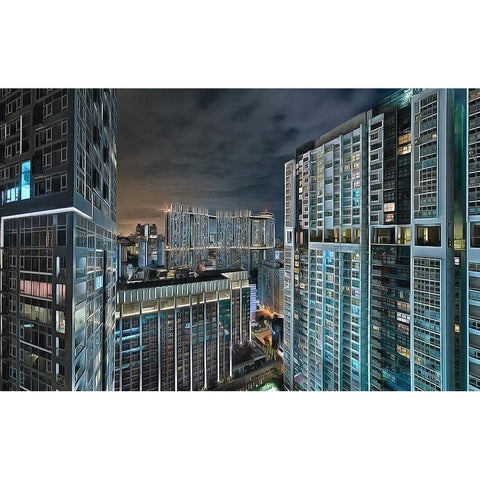 City Lights II  Black Modern Wood Framed Art Print with Double Matting by Bolokofsky, Ronald