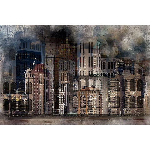 City On the Bay Black Modern Wood Framed Art Print with Double Matting by Bolokofsky, Ronald