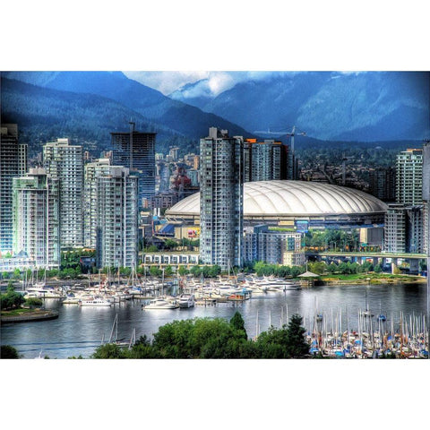 Downtown Vancouver Gold Ornate Wood Framed Art Print with Double Matting by Bolokofsky, Ronald