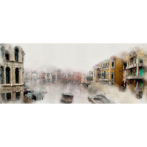 Fog On the Canal White Modern Wood Framed Art Print by Bolokofsky, Ronald