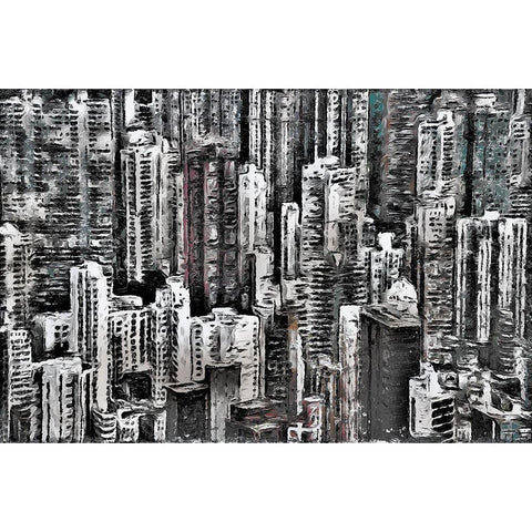 Hong Kong Black Modern Wood Framed Art Print with Double Matting by Bolokofsky, Ronald