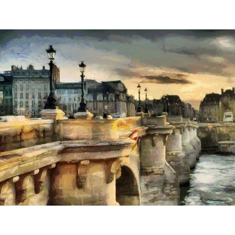 Le Pont-Neuf White Modern Wood Framed Art Print by Bolokofsky, Ronald