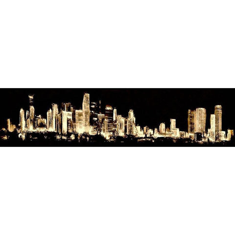 Lit Up Skyline White Modern Wood Framed Art Print by Bolokofsky, Ronald