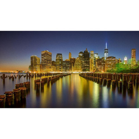 Manhattan Reflections Black Modern Wood Framed Art Print with Double Matting by Bolokofsky, Ronald