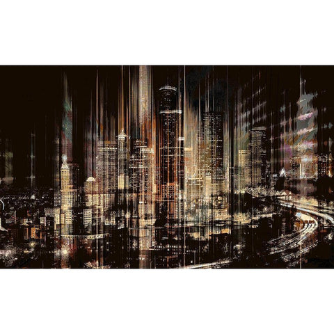 Midnight Skyline Gold Ornate Wood Framed Art Print with Double Matting by Bolokofsky, Ronald