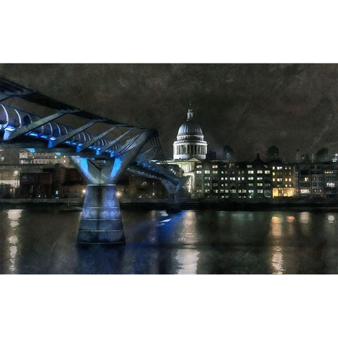 Millenium Bridge White Modern Wood Framed Art Print by Bolokofsky, Ronald