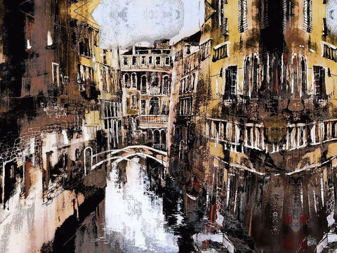 Old Venice II White Modern Wood Framed Art Print with Double Matting by Bolokofsky, Ronald