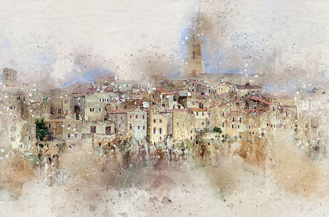 Pitigliano II White Modern Wood Framed Art Print with Double Matting by Bolokofsky, Ronald