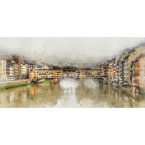 Ponte Vecchio II Black Modern Wood Framed Art Print with Double Matting by Bolokofsky, Ronald