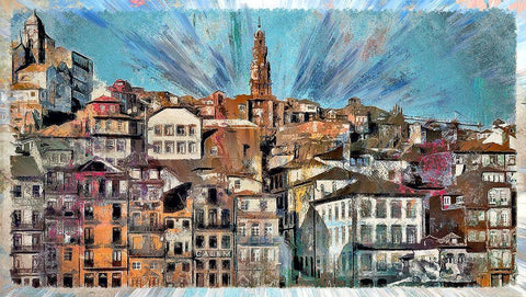 Porto White Modern Wood Framed Art Print with Double Matting by Bolokofsky, Ronald