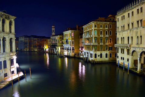 Quiet Night on the Grand Canal White Modern Wood Framed Art Print with Double Matting by Bolokofsky, Ronald