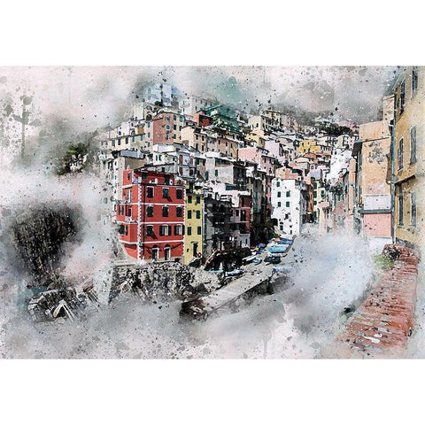 Riomaggiore White Modern Wood Framed Art Print by Bolokofsky, Ronald